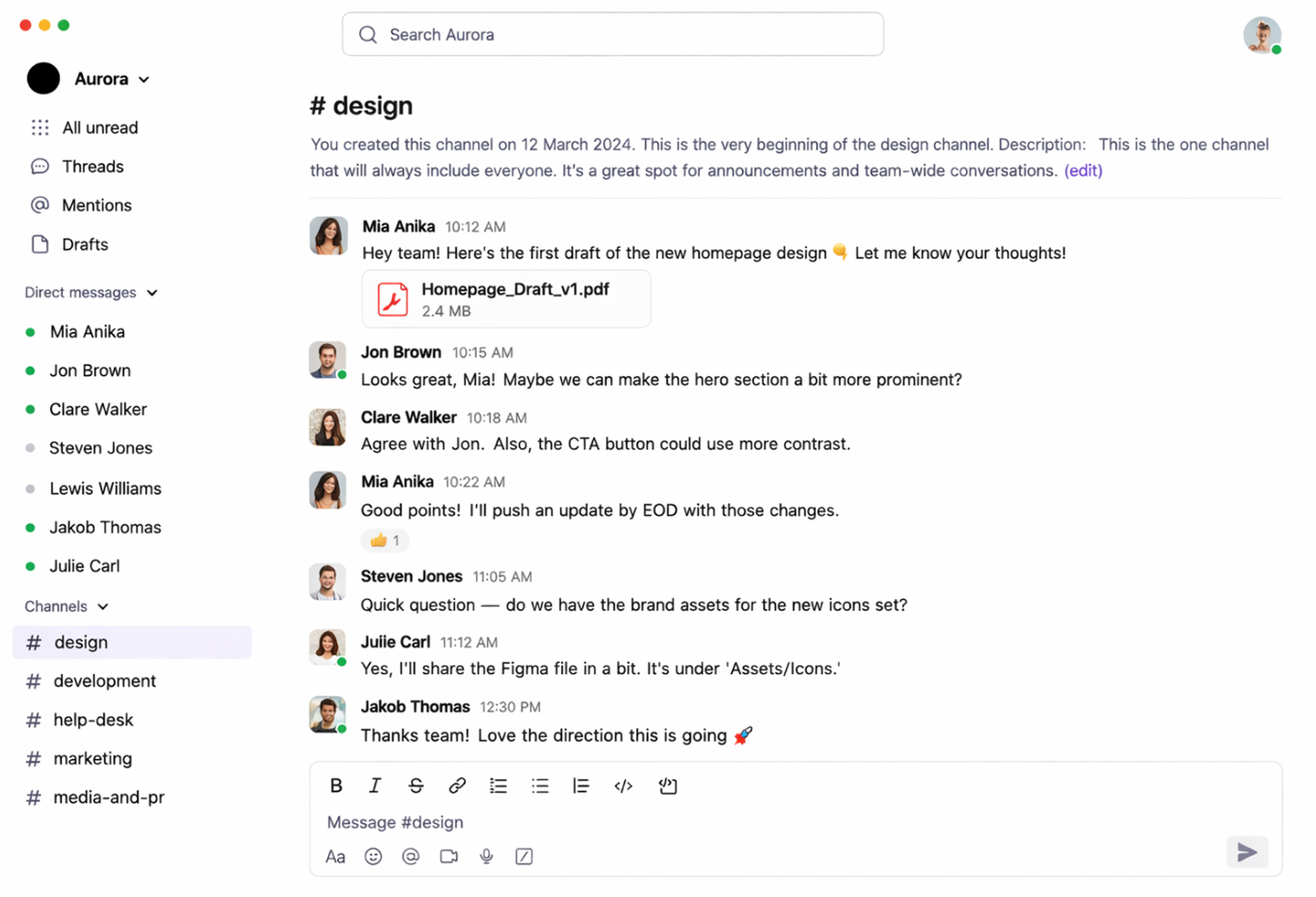 Team collaboration in Workify